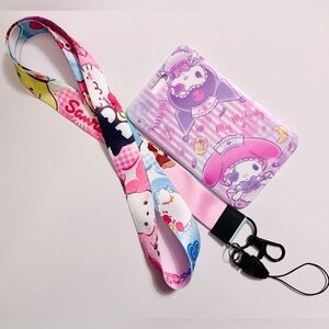 Sanrio Lanyard Keychain Hard Case ID Badge Card Holder - Kuromi Melody Nurses
